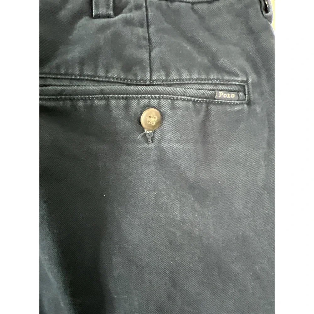 Polo Ralph Lauren Mens Cotton Pleated Pants Actual 36x30 1/2 Navy Blue Chino D27
